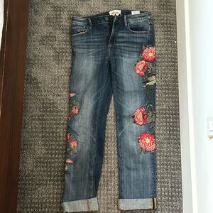 Driftwood flower detailed jeans